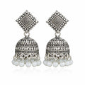 Oxidised Silver Jhumkha Earrings for Women | Pearl Drop Traditional Ethnic Party Wear Jhumki Jewellery
