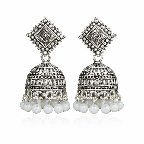 Oxidised Silver Jhumkha Earrings for Women | Pearl Drop Traditional Ethnic Party Wear Jhumki Jewellery