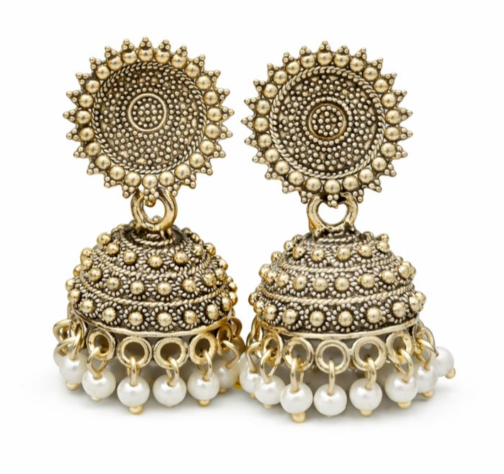 Combo of 4 Oxidised Silver & Gold Plated Traditional Jhumkha Earrings for Women | Ethnic Indian Earrings Set