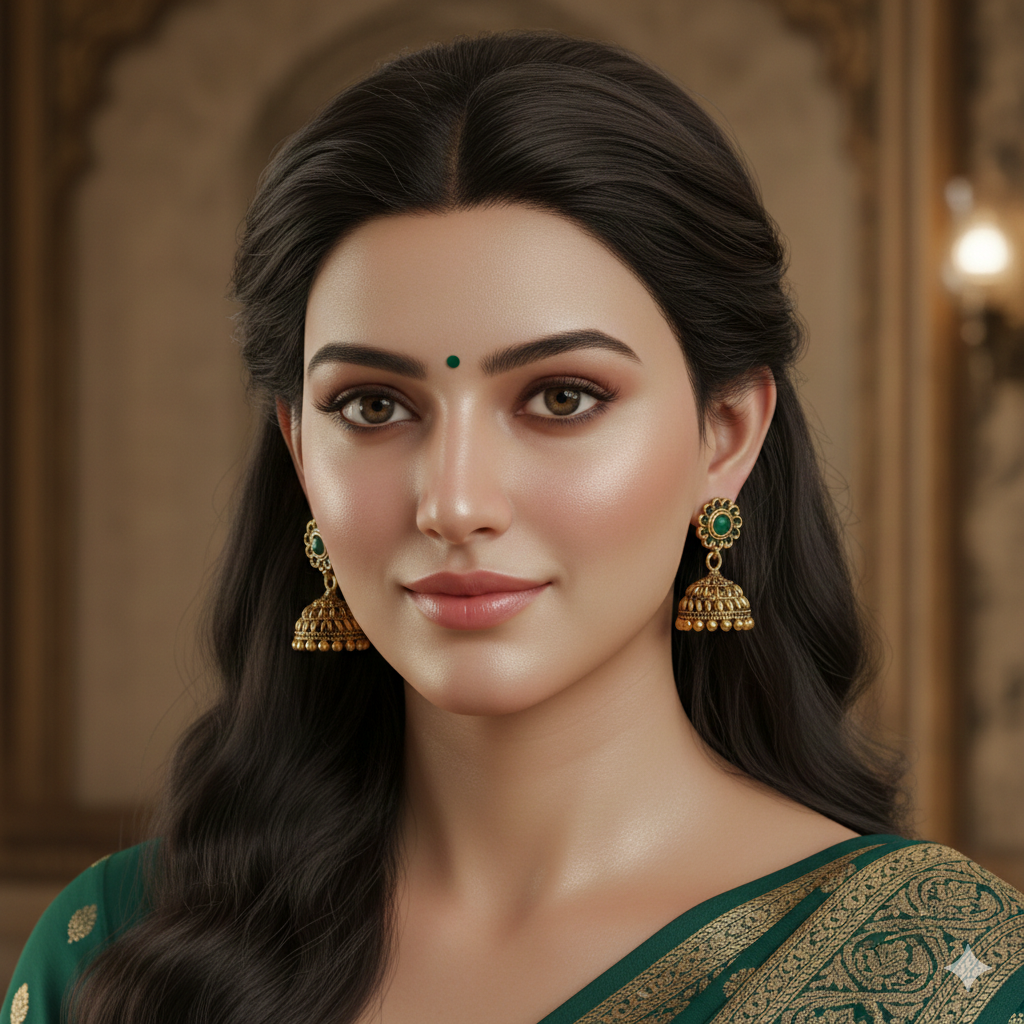 Women's Traditional Oxidized Gold Jhumka Earrings | Golden Jhumki for Saree & Kurti | Ethnic Party Wear Baali for Girls | Antique Gold-Toned Stone Studded Earrings