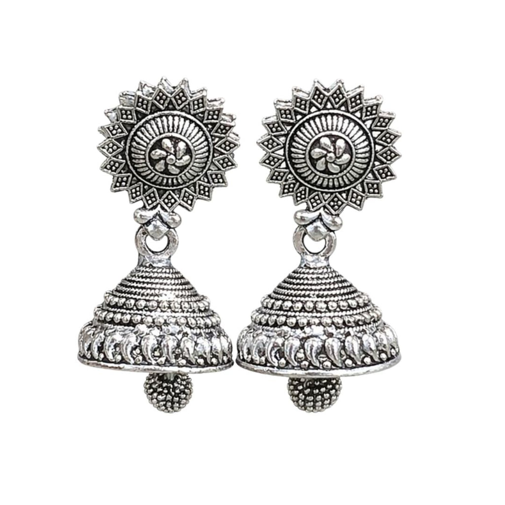 Combo of 4 Oxidised Silver & Gold Plated Traditional Jhumkha Earrings for Women | Ethnic Indian Earrings Set