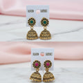 Women's Traditional Oxidized Gold Jhumka Earrings | Golden Jhumki for Saree & Kurti | Ethnic Party Wear Baali for Girls | Antique Gold-Toned Stone Studded Earrings