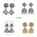 Combo of 4 Oxidised Silver & Gold Plated Traditional Jhumkha Earrings for Women | Ethnic Indian Earrings Set