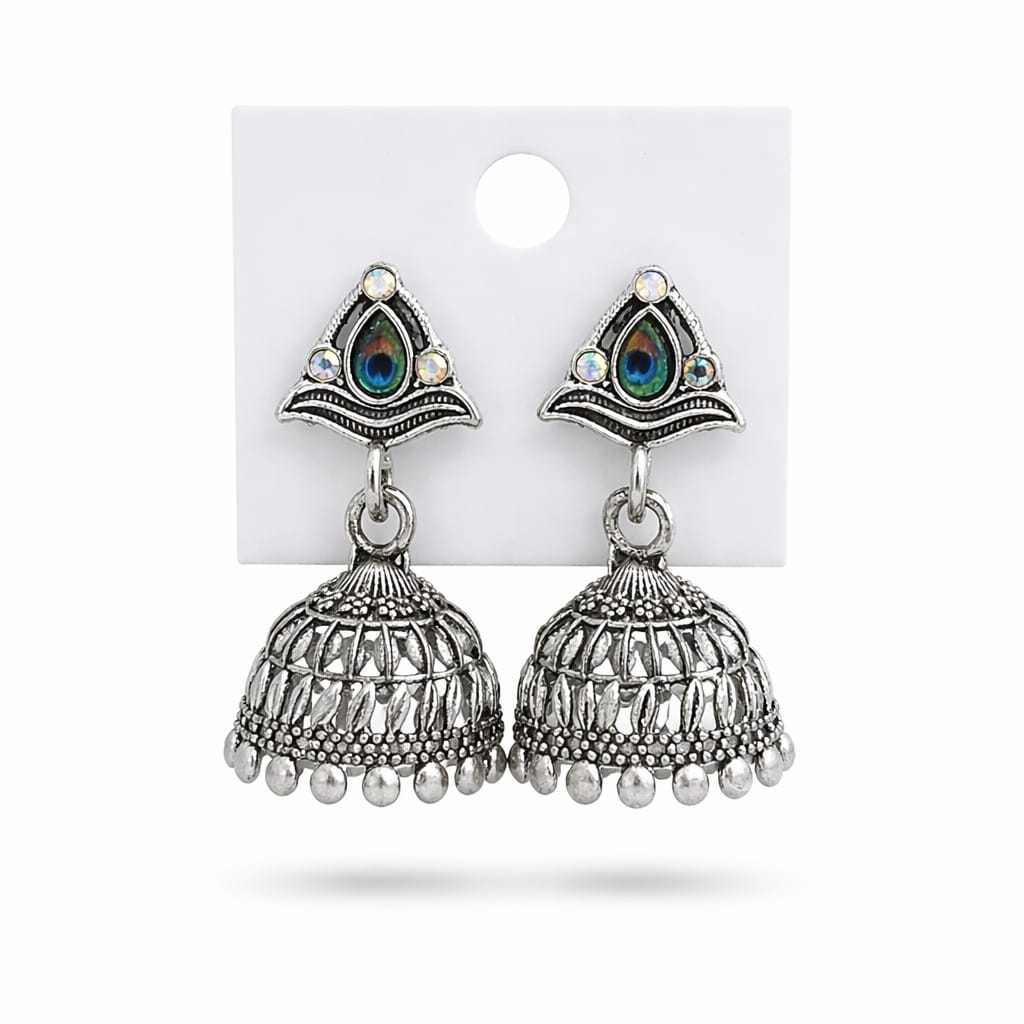 Combo of 4 Oxidised Silver & Gold Plated Traditional Jhumkha Earrings for Women | Ethnic Indian Earrings Set