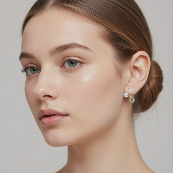 Aakruti Stores 3 Pair Gold Plated Stud Earrings Set for Women – Butterfly Crystal, Floral Enamel & Pearl Designer Earrings Combo | Stylish Daily Wear Jewellery